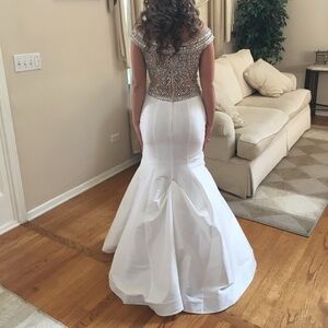 Elegant White Gown with Silver Embellishments